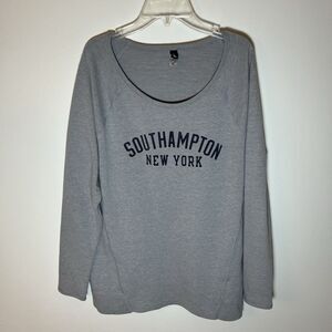 Southampton Long‎ Sleeve French Terry T Shirt Gym Workout Gray Sweatshirt L Soft